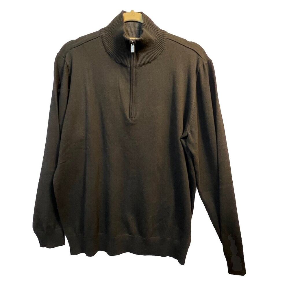 Tricots st Raphael Sweater Quarter‎ Zip Black Size L Mock Neck